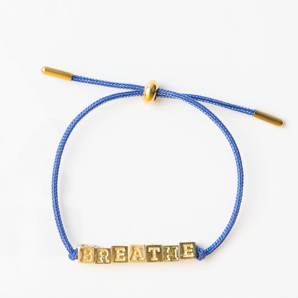 Goldie Blue Lurex Cord With Brass Letters Adjustable Breathe