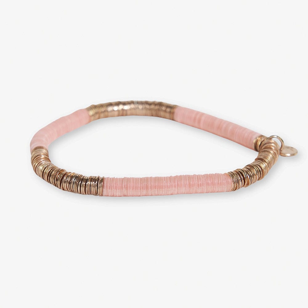 Grace Two Color Block Stretch Bracelet Light Pink and Gold Wholesale