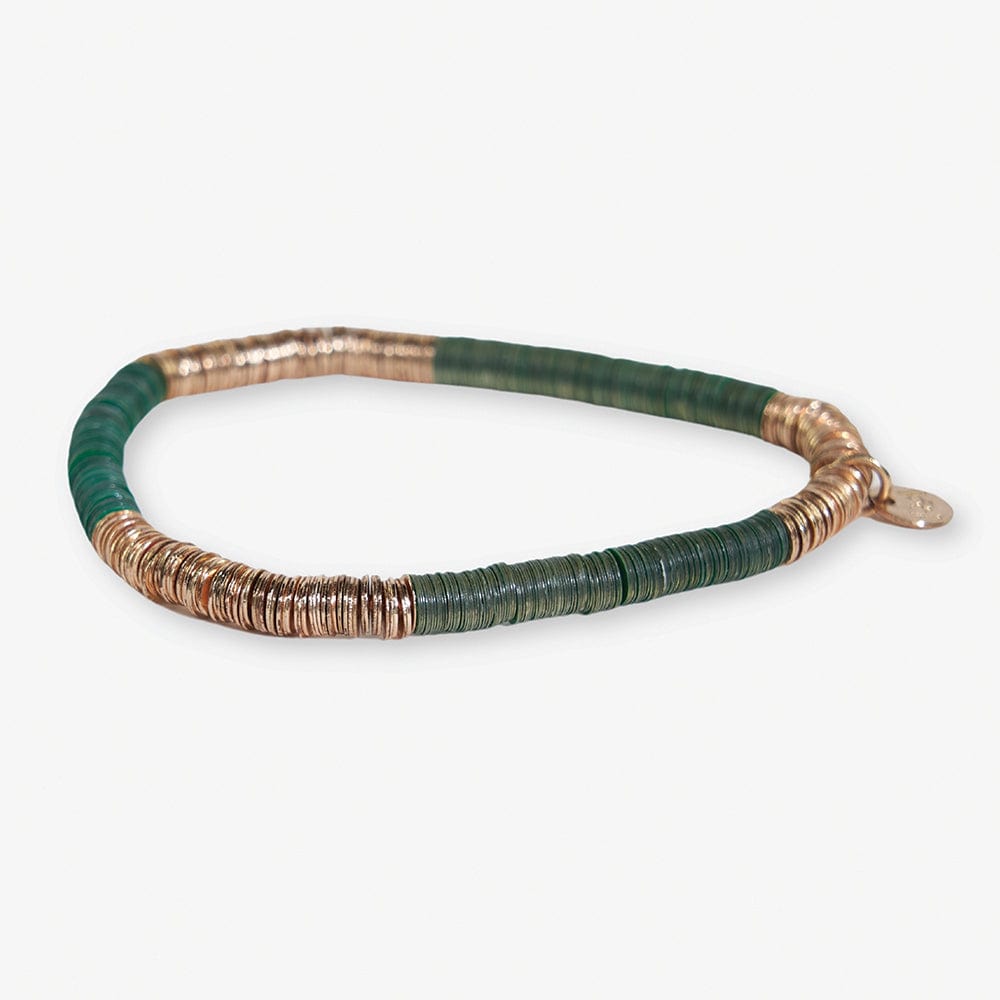 Grace Two Color Block Stretch Bracelet Emerald and Gold Wholesale