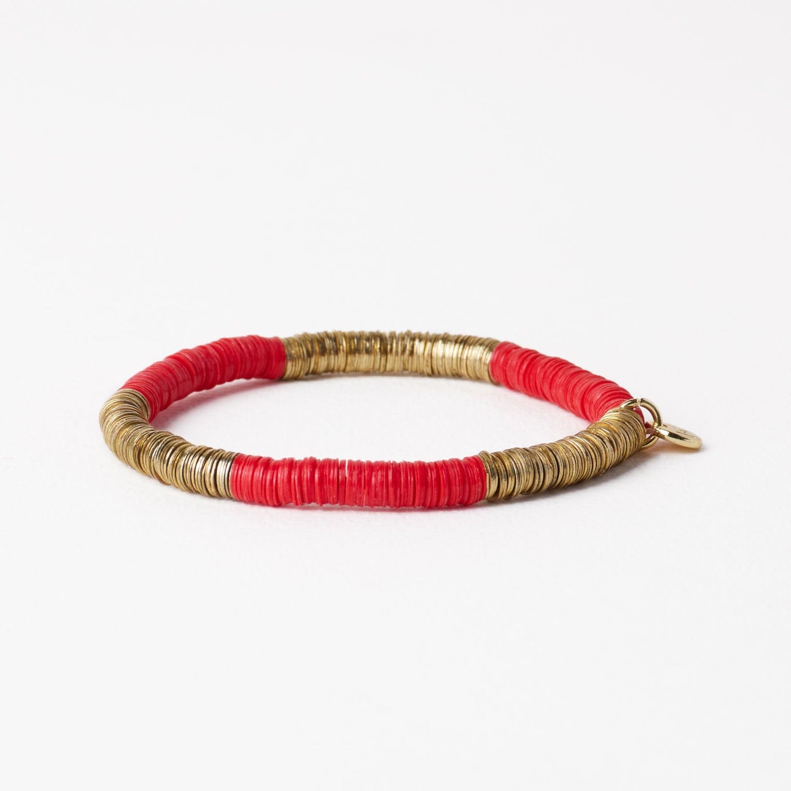 Grace Two Color Block Stretch Bracelet Red and Gold Wholesale