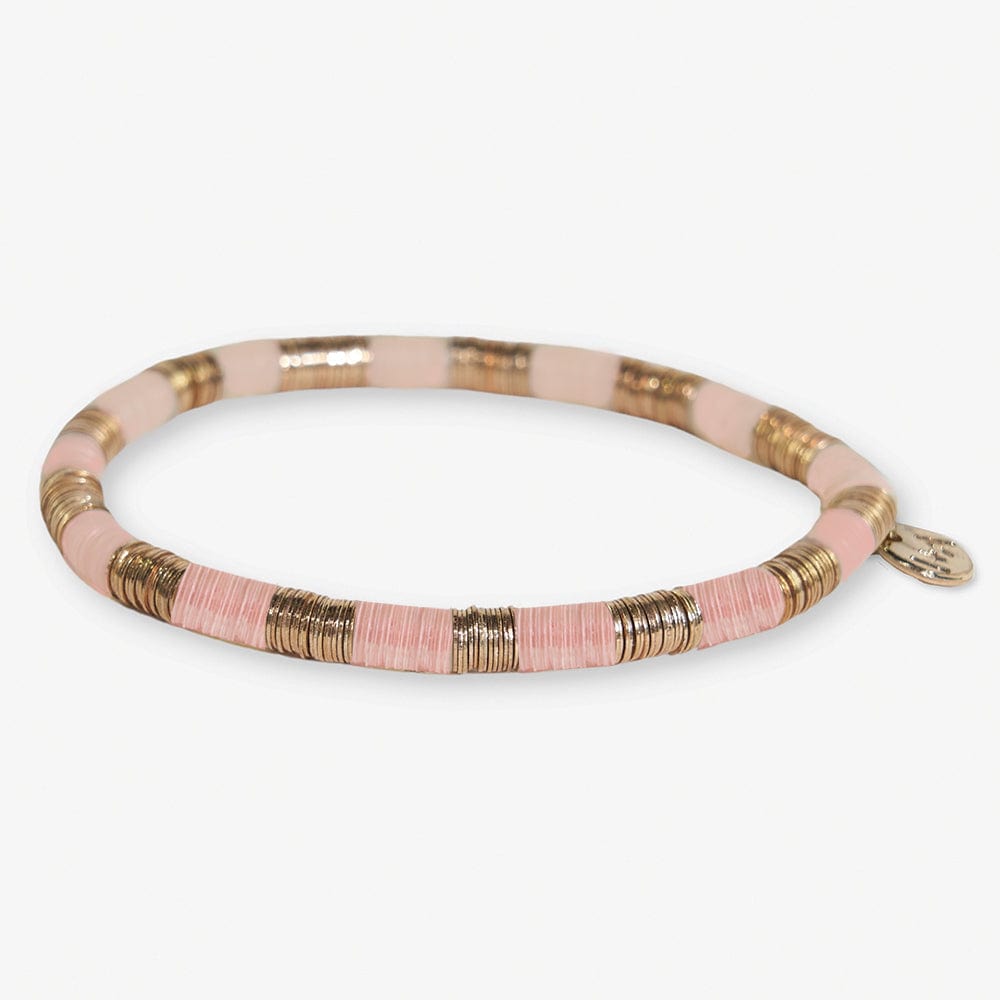 Grace Two Color Stripe Stretch Bracelet Light Pink and Gold Wholesale