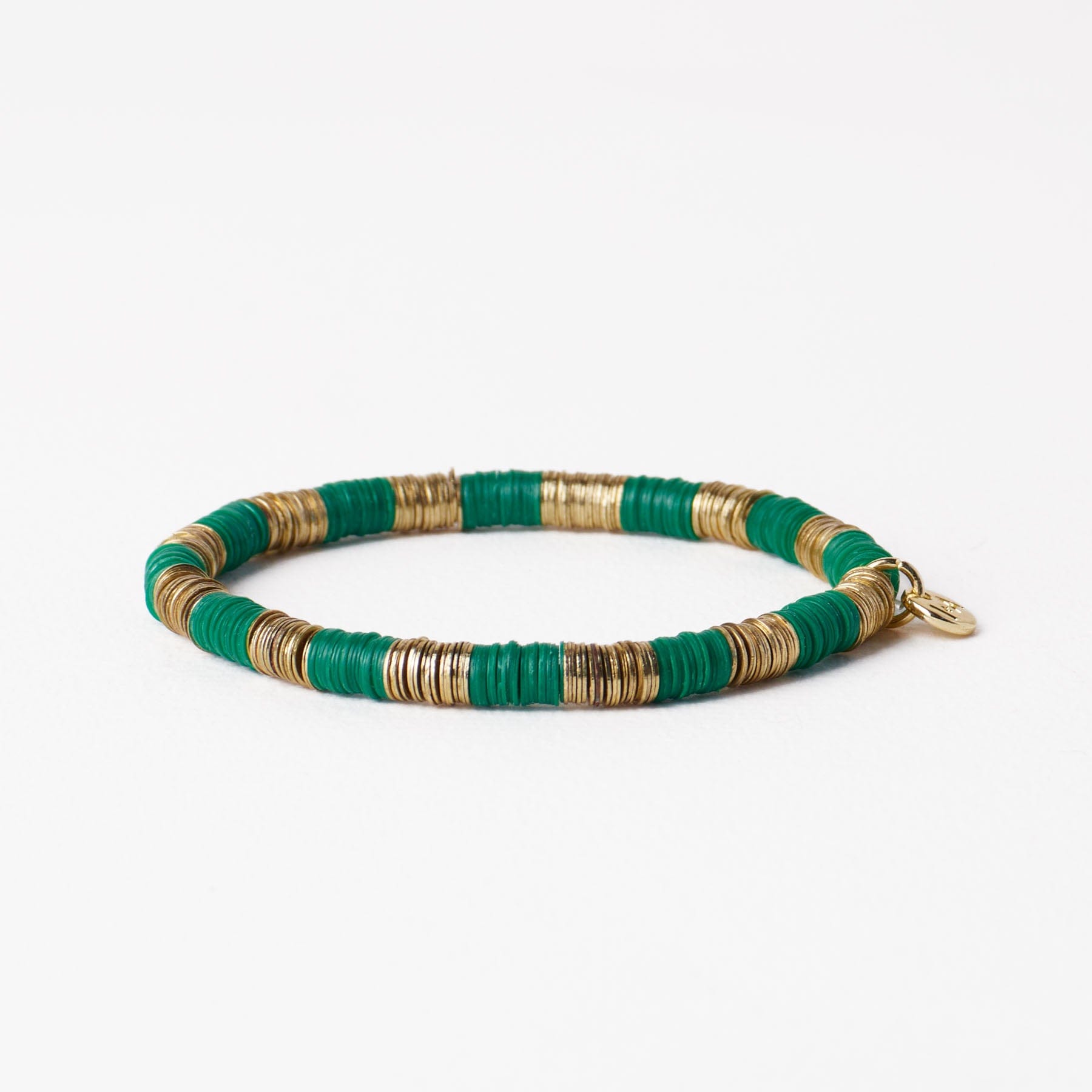 Grace Alternating Color With Gold Sequin Stretch Bracelet Kelly Green Wholesale