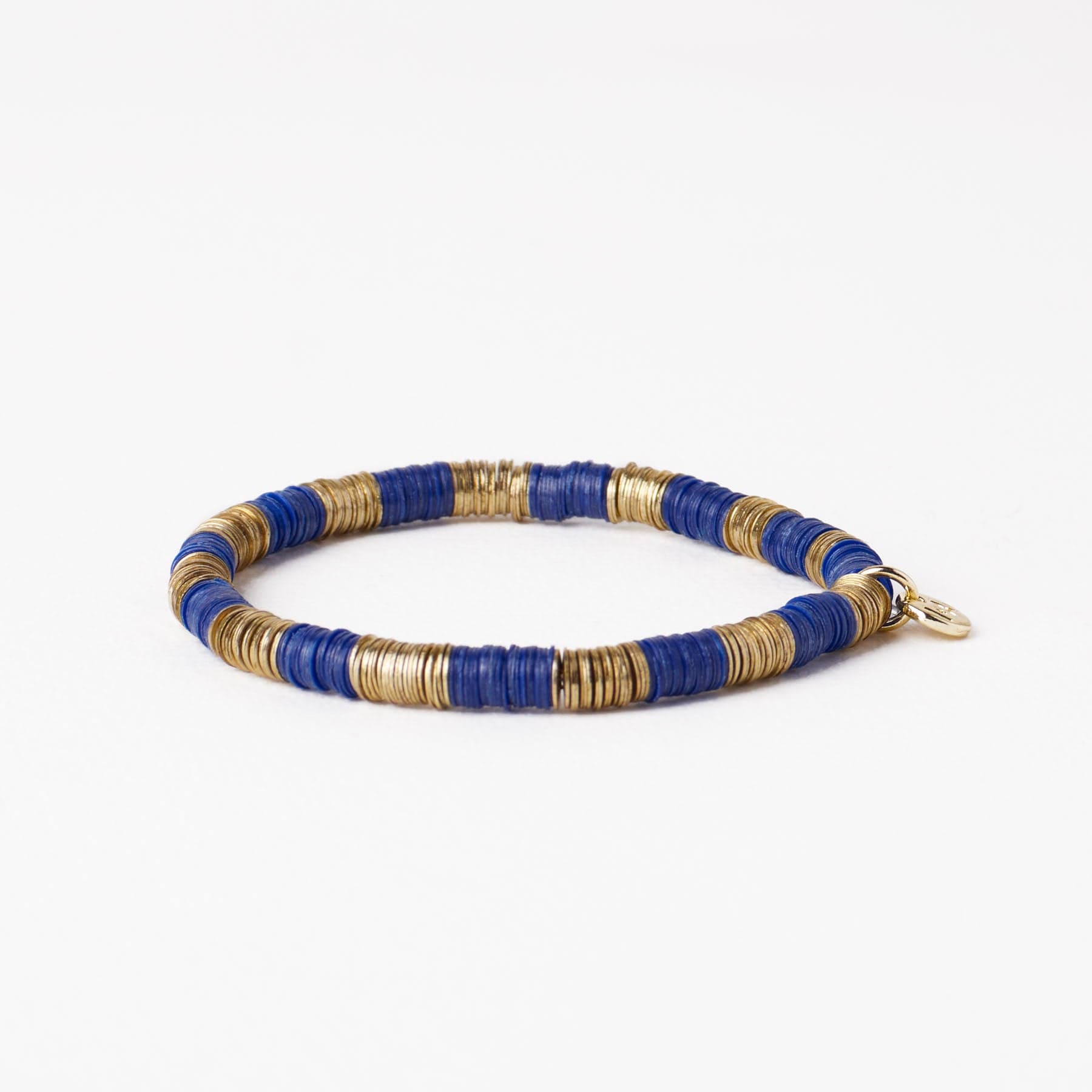 Grace Alternating Color With Gold Sequin Stretch Bracelet Lapis Wholesale