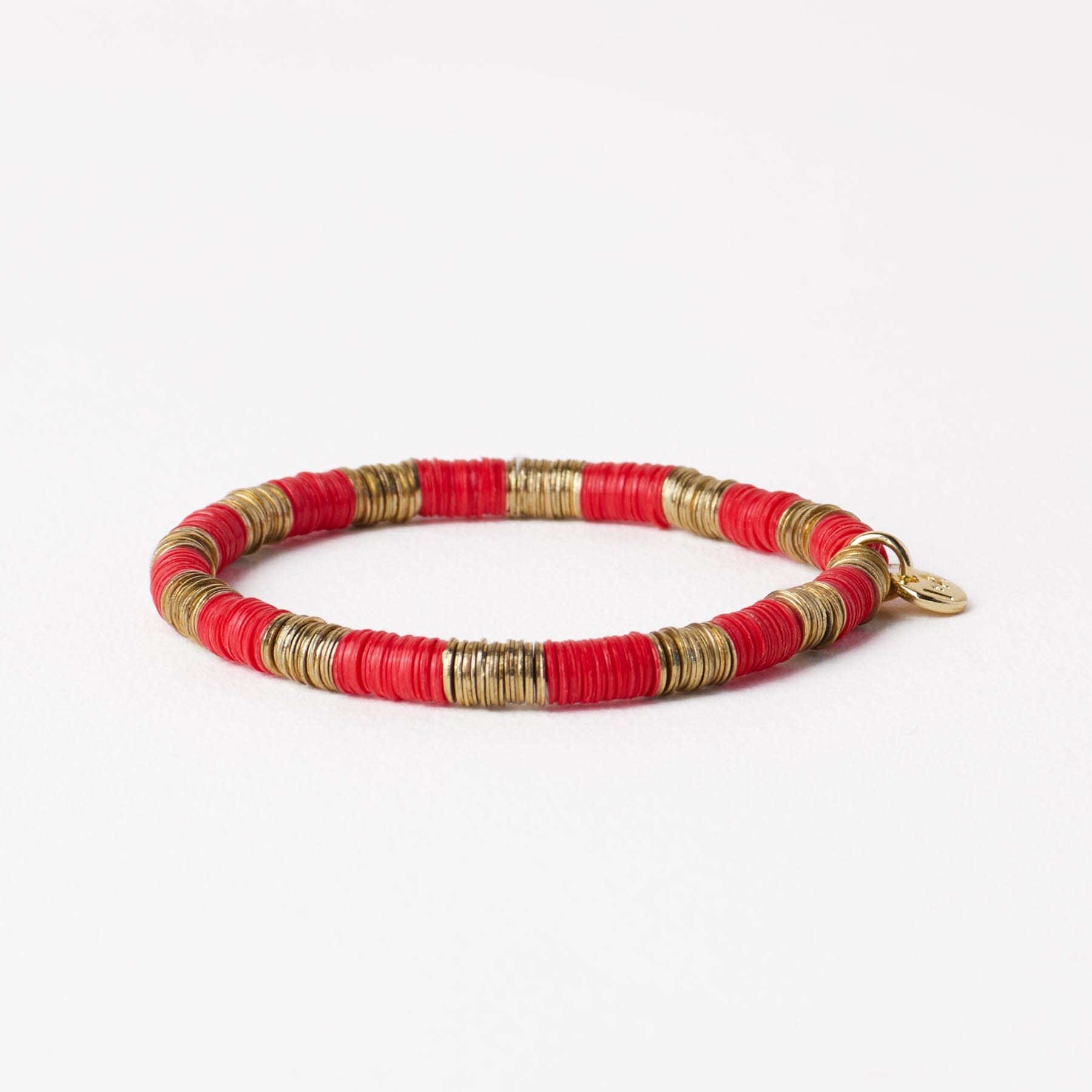 Grace Alternating Color With Gold Sequin Stretch Bracelet Red Wholesale