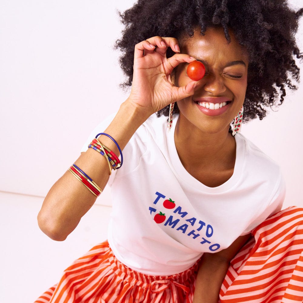 Grace Two Color Block Stretch Bracelet Red and Gold Wholesale