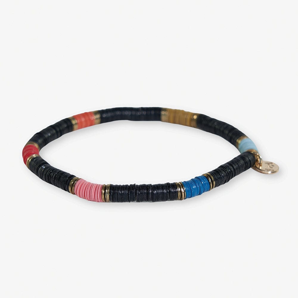 Grace Rainbow Stripes On Black Sequin Stretch Bracelet Wholesale