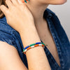 Grace Two-Color Block Sequin Stretch Bracelet Kelly Green/Lapis Wholesale