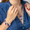Grace Two-Color Block Sequin Stretch Bracelet Lapis/Light Blue Wholesale