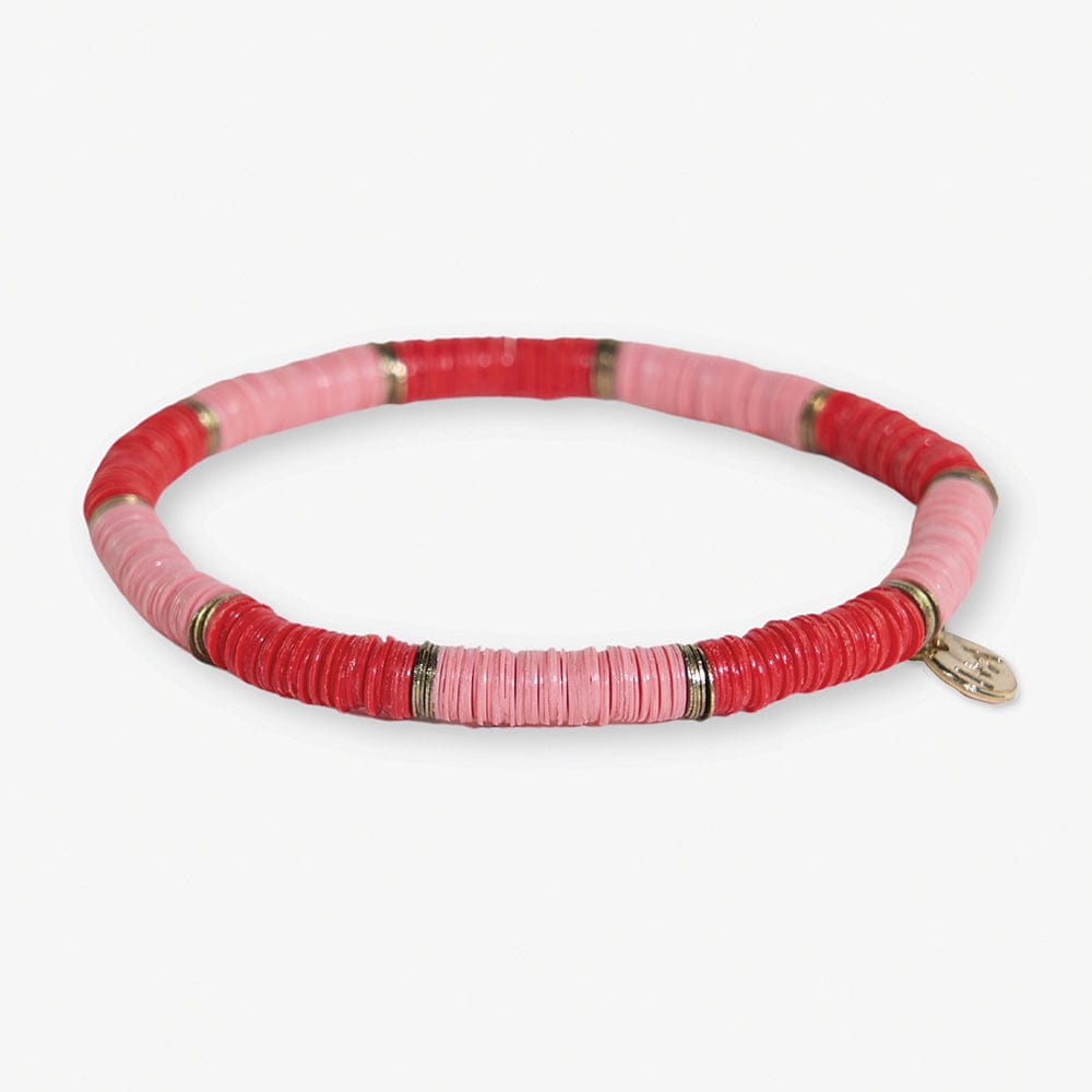 Grace Two-Color Block Sequin Stretch Bracelet Red/Pink Wholesale