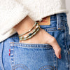 Grace Two-Color Block Sequin Stretch Bracelet Mint Green and Gold Wholesale