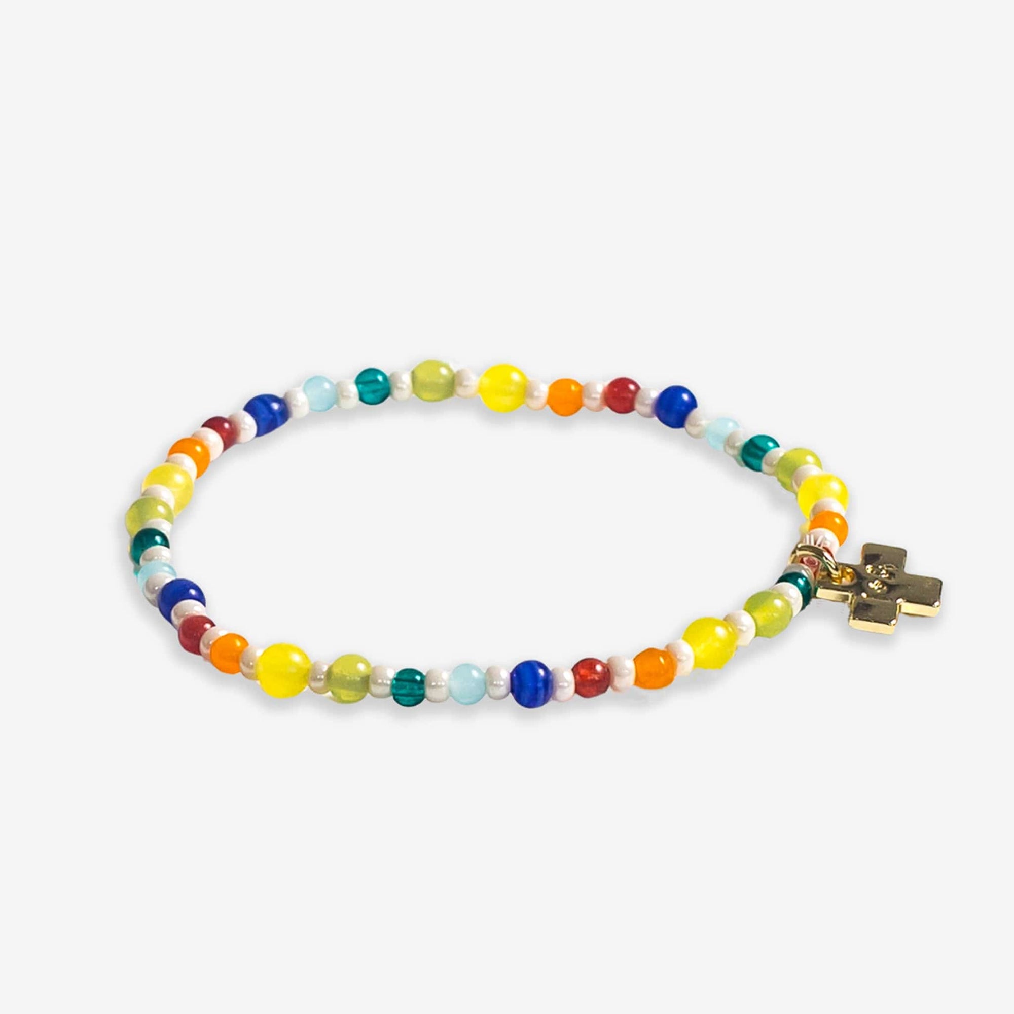 Sydney Mixed Beads And Stones Stretch Bracelet Rainbow Wholesale