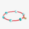 Mia Small Seed Bead With Round Stones Stretch Bracelet Coral/Turquoise Wholesale