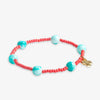 Mia Small Seed Bead With Round Stones Stretch Bracelet Coral/Turquoise Wholesale