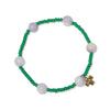 Mia Small Seed Bead With Round Stones Stretch Bracelet Kelly Green/White Wholesale