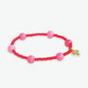 Mia Small Seed Bead With Round Stones Stretch Bracelet Red/Pink Wholesale