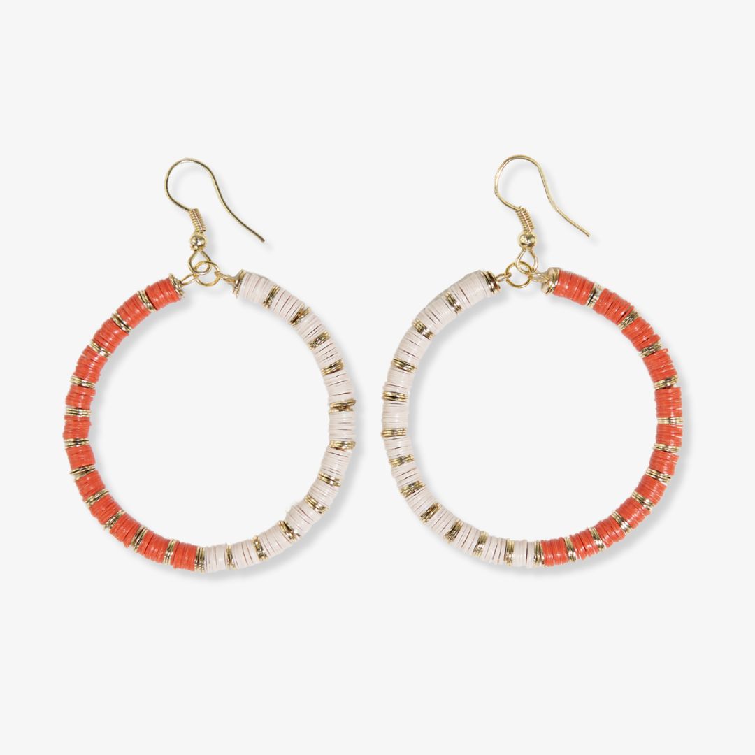 Fonda Half and Half Hoop Earrings Coral Wholesale