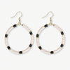 Fonda Stripe on Cream Hoop Earrings Black Wholesale