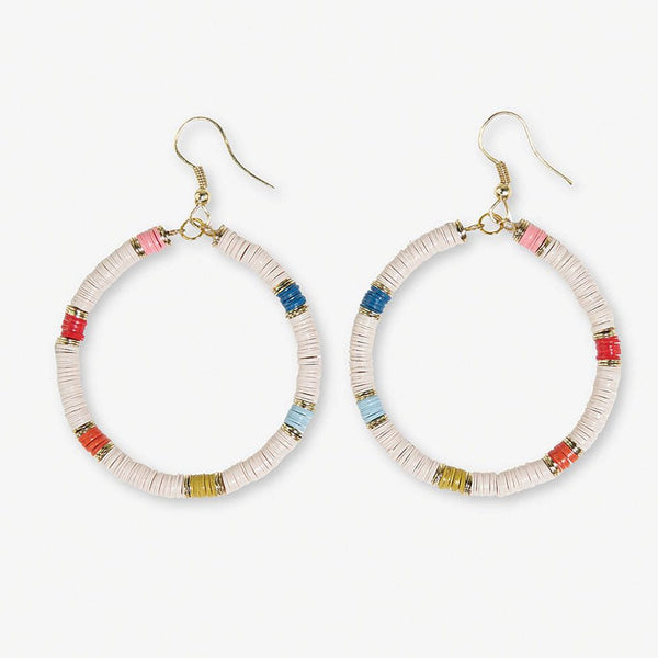 【Mikshimai】FROOT HOOP EARRING Fonda Stripe on Cream Hoop Earrings Multicolor Wholesale