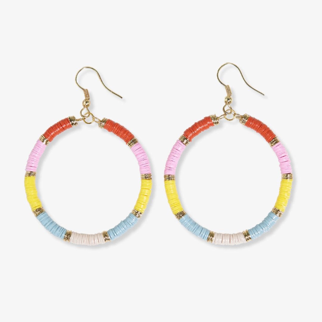 Fonda Gold Color Block Hoop Earrings Multicolor Wholesale