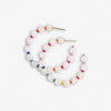 Angela Round Stones With Alternating Seed Bead Hoop Earrings White Wholesale