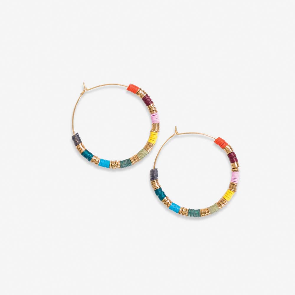 Jennifer Colorblock Small Sequin Hoop Earrings Multicolor Wholesale