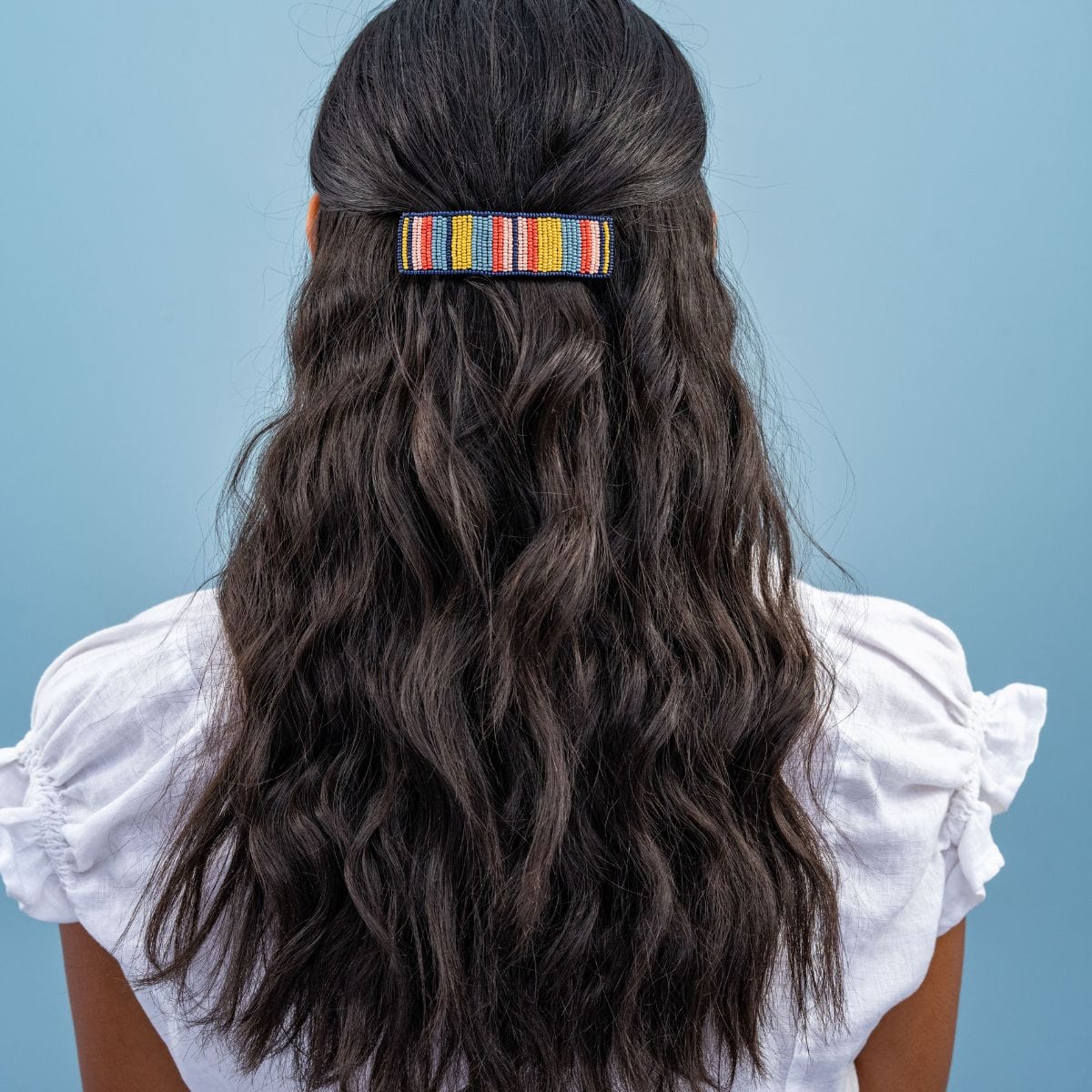 Theresa Mixed Vertical Stripes Beaded Hair Barrette Amalfi Wholesale