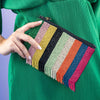 Margaret Striped With Fringe Luxe Beaded Clutch Multicolor Wholesale