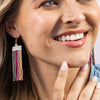 Adaline Alternating Two-Tone Strands Beaded Fringe Earring Multicolor Wholesale