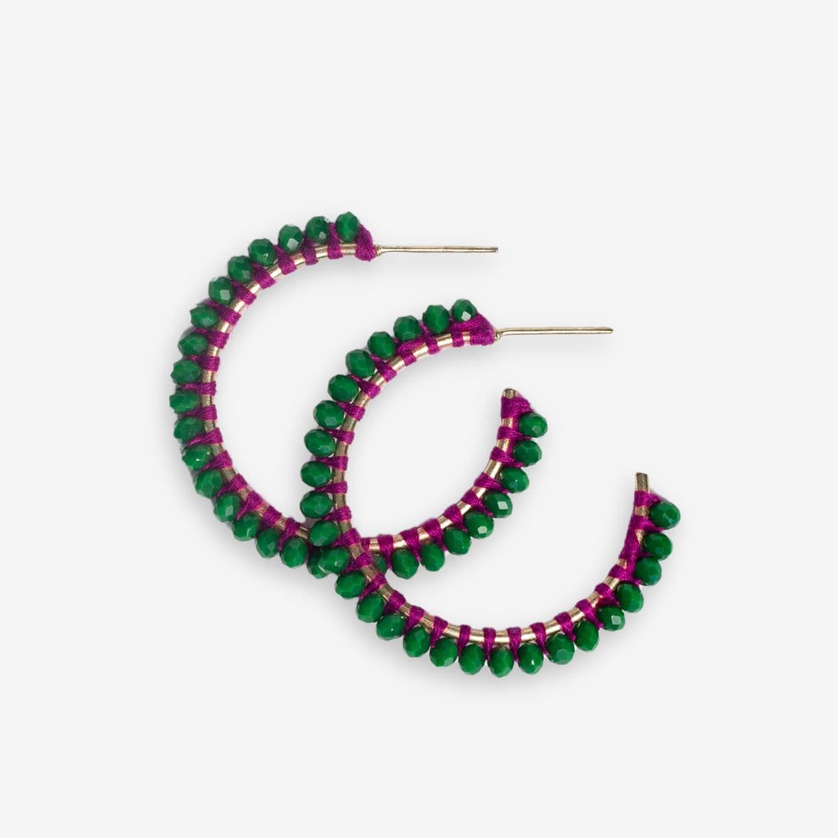 Lillian Crystal Threaded Beads Hoop Emerald Wholesale