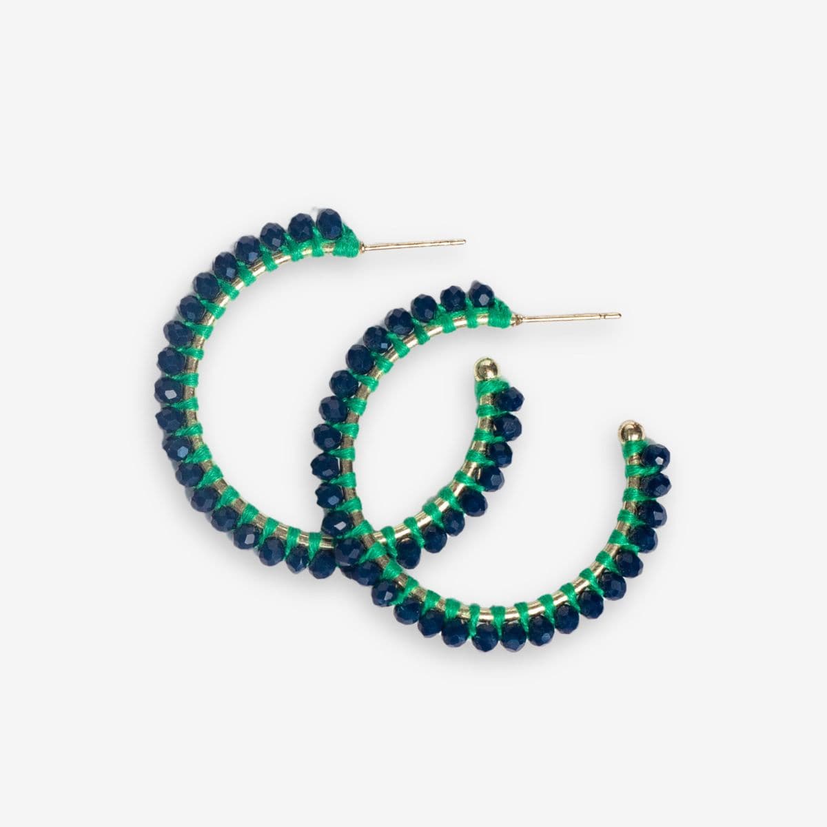 Lillian Crystal Threaded Beads Hoop Navy Wholesale