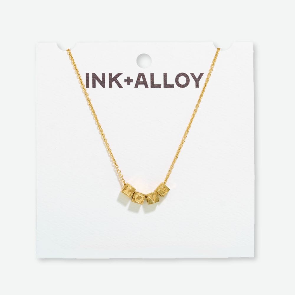 Goldie Chain Necklace with Brass Letters 16" with 1.5" Extension Love Wholesale