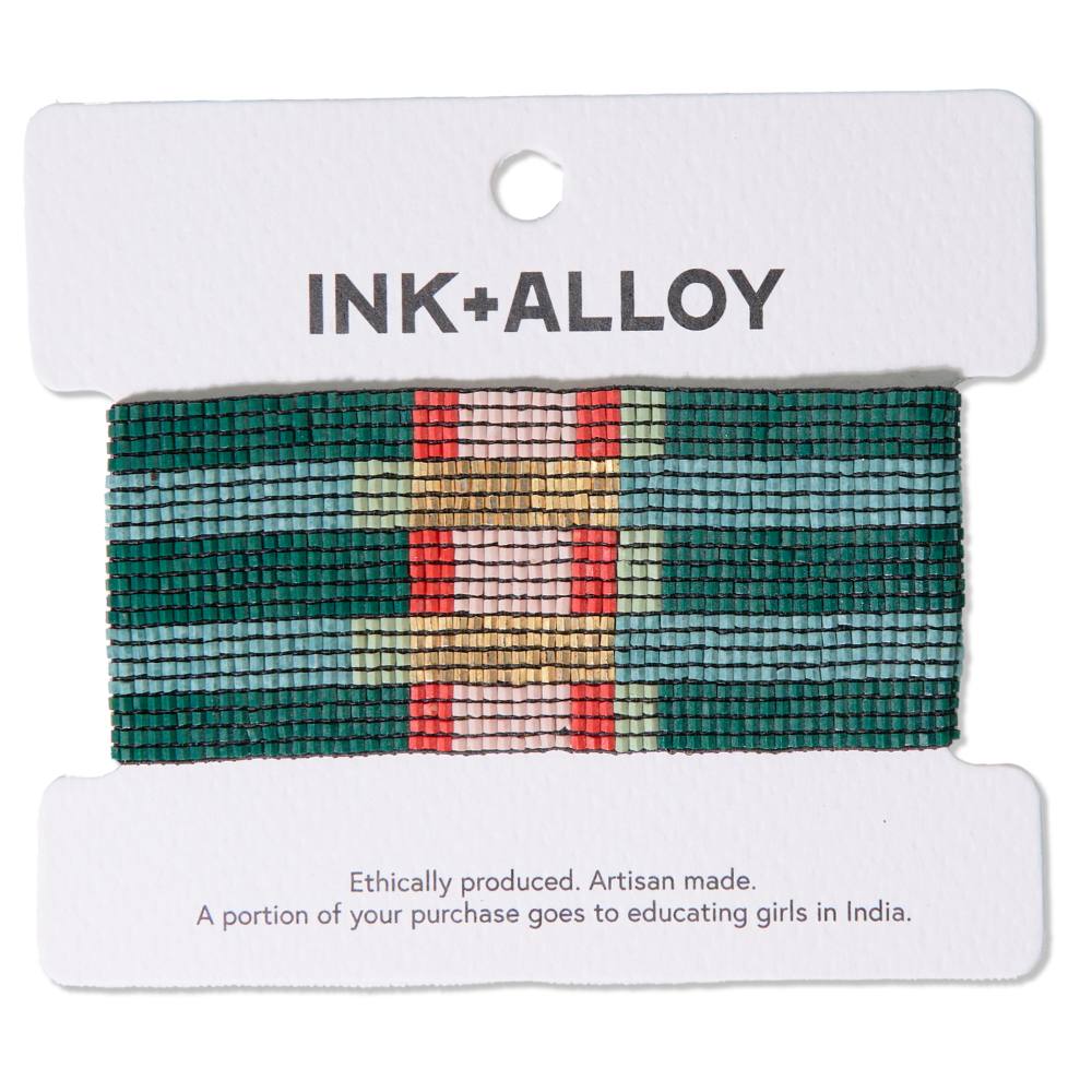 Brooklyn Mixed Rectangles Beaded Stretch Bracelet Teal + Poppy Wholesale