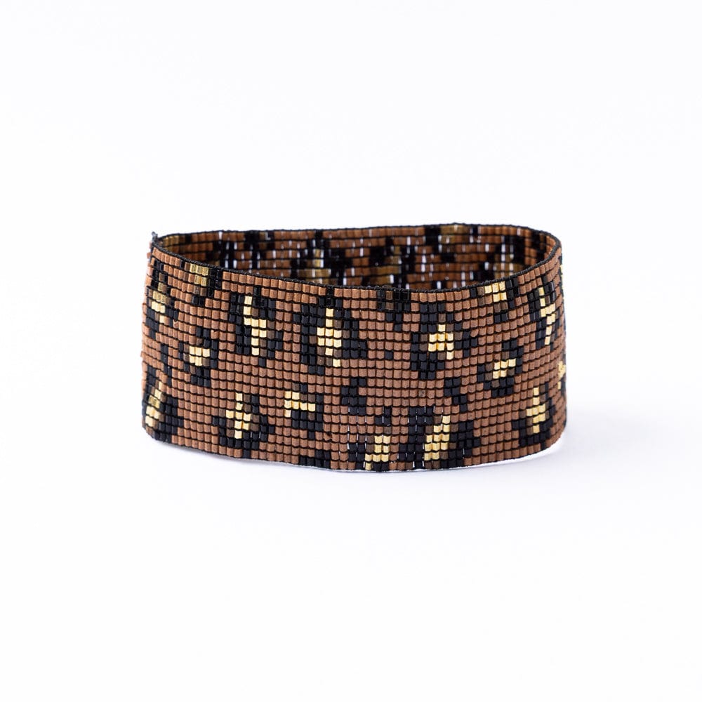 Brooklyn Cheetah Print Beaded Stretch Bracelet Mocha Wholesale