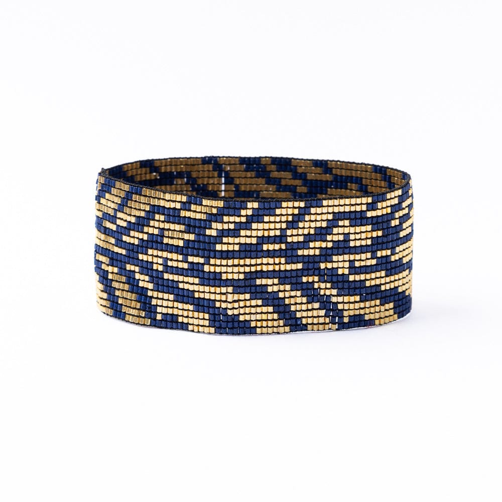 Brooklyn Tiger Print Beaded Stretch Bracelet Navy Wholesale