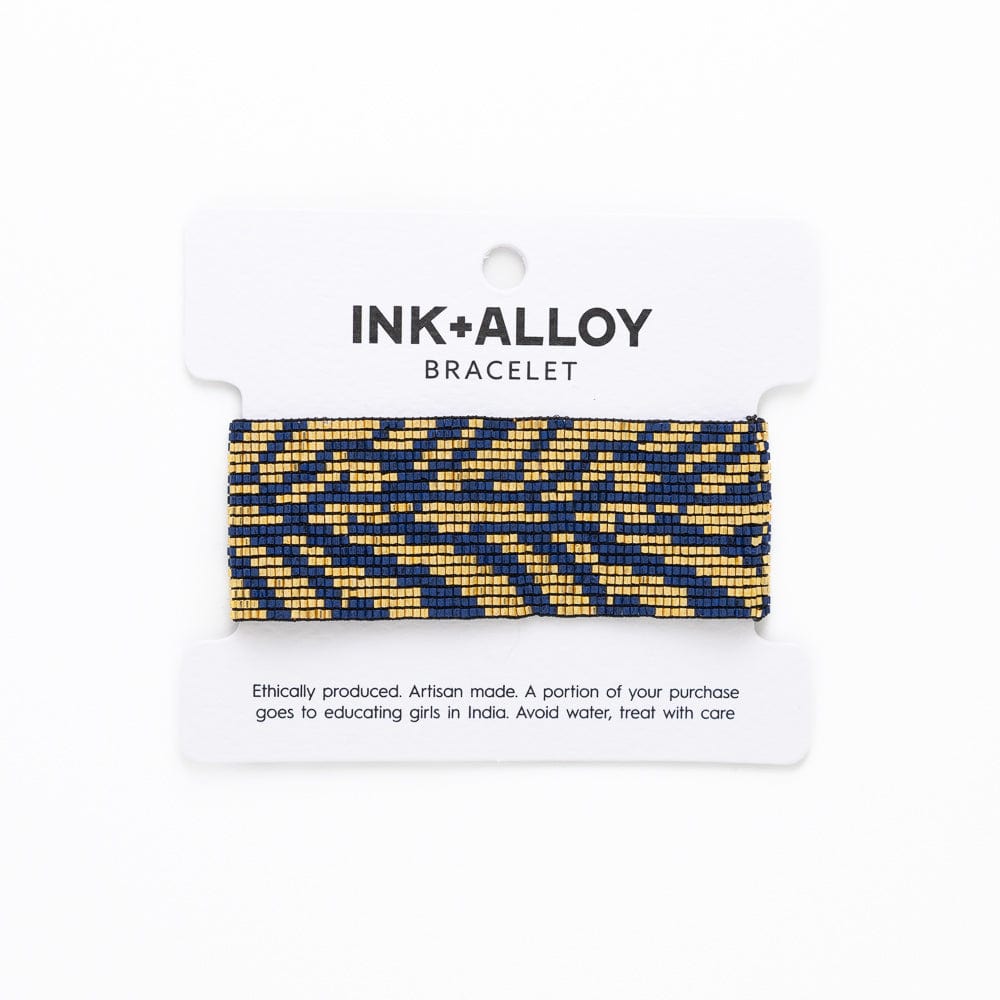 Brooklyn Tiger Print Beaded Stretch Bracelet Navy Wholesale
