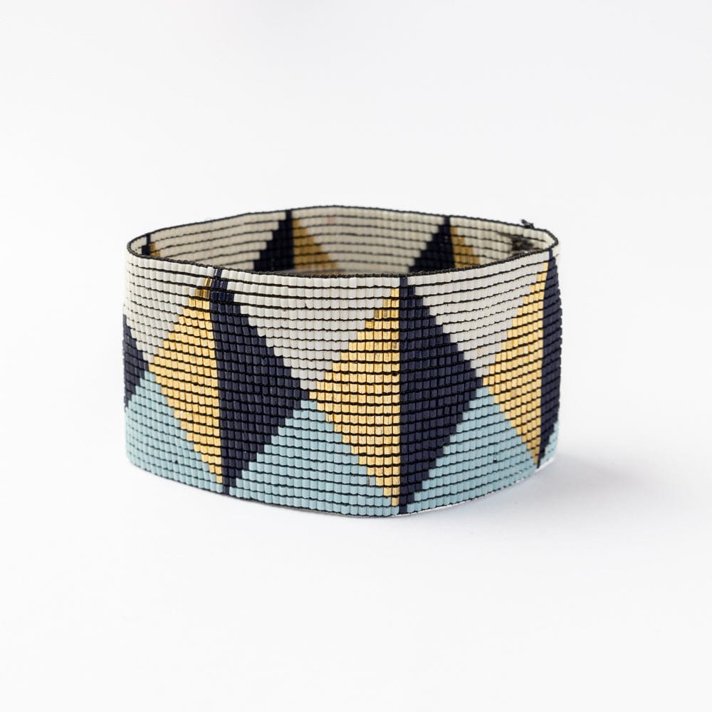 Brooklyn Triangles Beaded Stretch Bracelet Blue