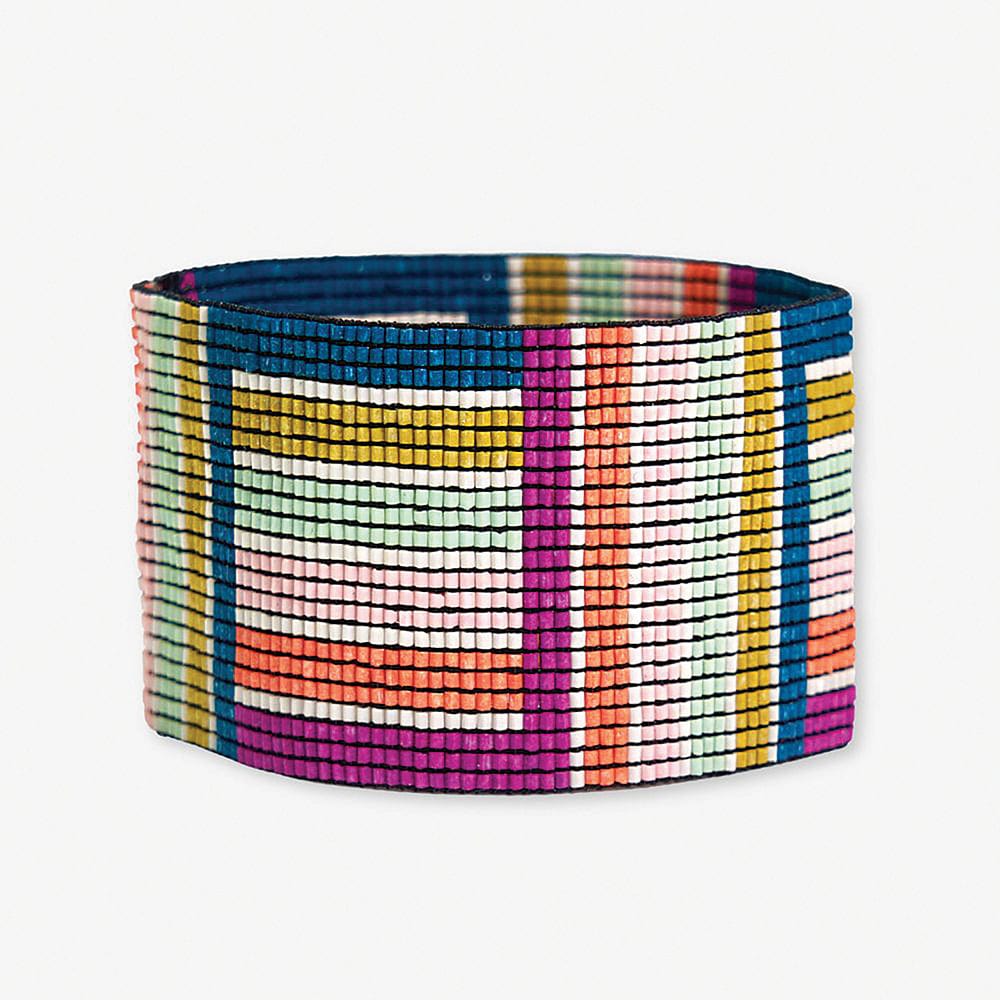 Brooklyn Geo Stripe Beaded Stretch Bracelet Rainbow Wholesale