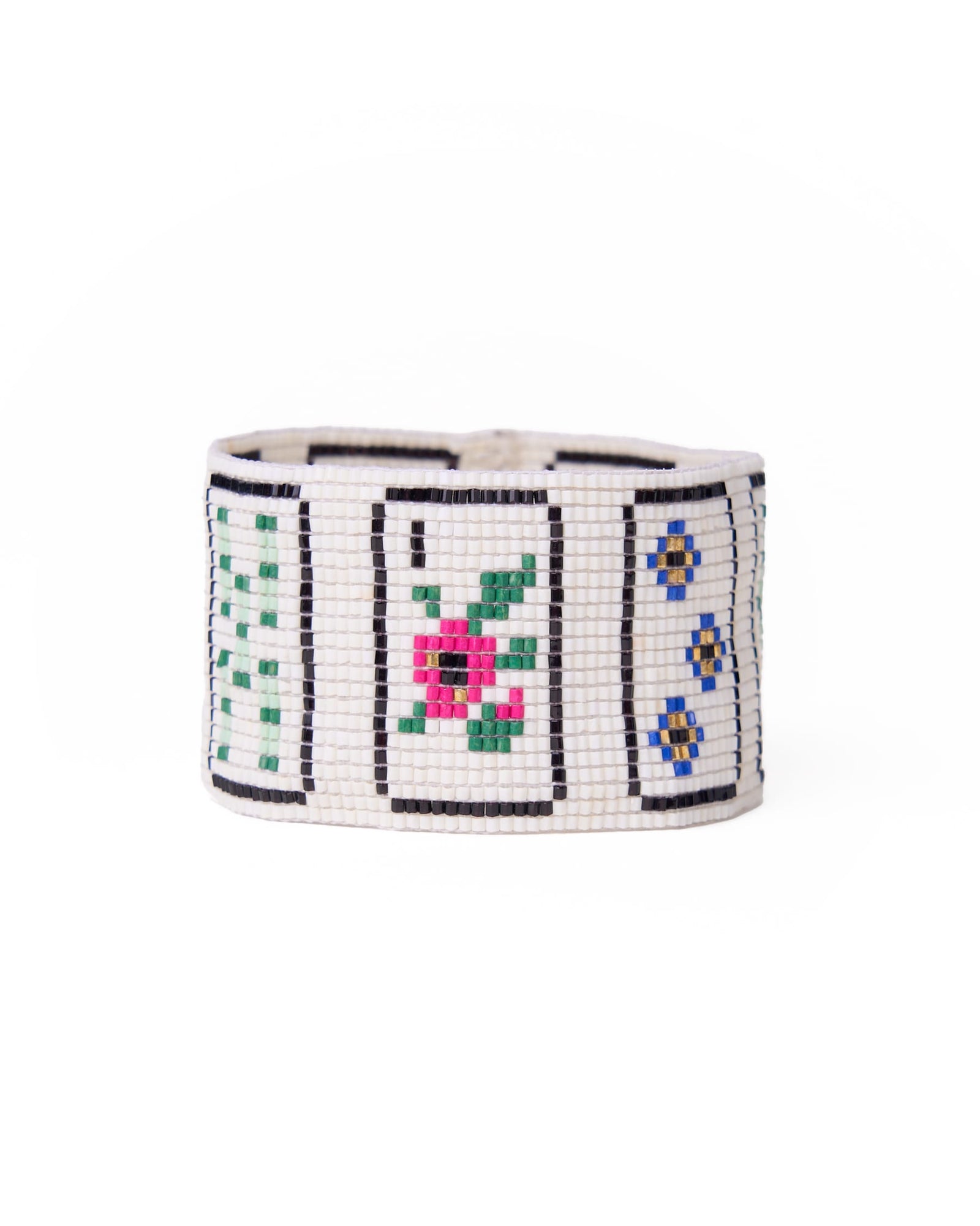 Brooklyn Mahjong Print Beaded Stretch Bracelet Multi