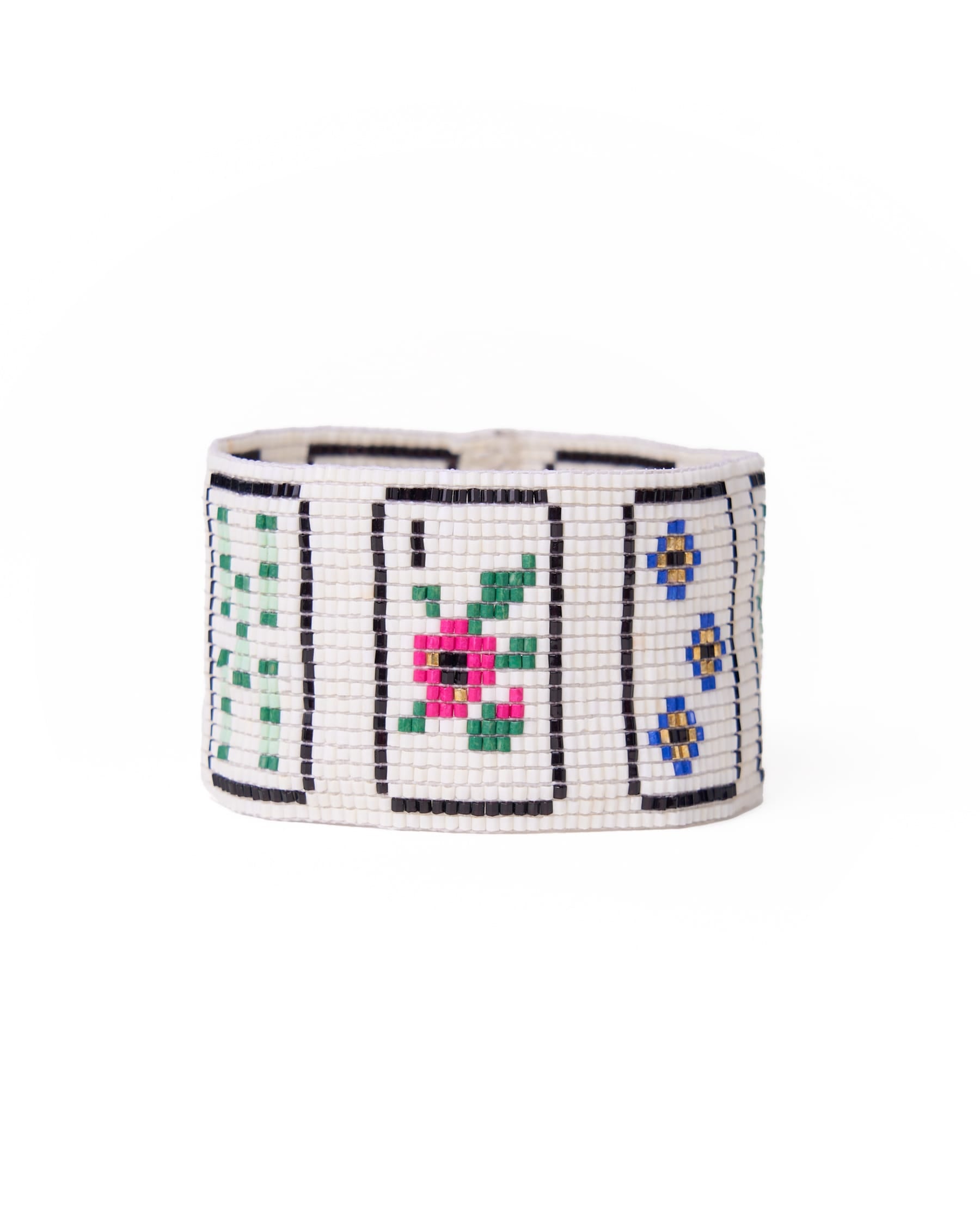 Brooklyn Mahjong Print Beaded Stretch Bracelet Multi