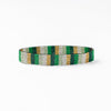 Alex Stripes Beaded Stretch Bracelet Green Gold