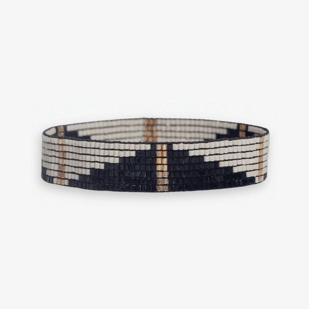 Alex Half Diamond Stretch Bracelet Black Wholesale