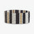 Kenzie Vertical Stripes Beaded Stretch Bracelet Black and White Wholesale