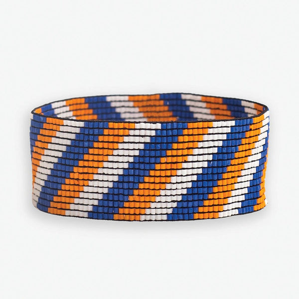 Kenzie Game Day Diagonal Stripes Beaded Stretch Bracelet