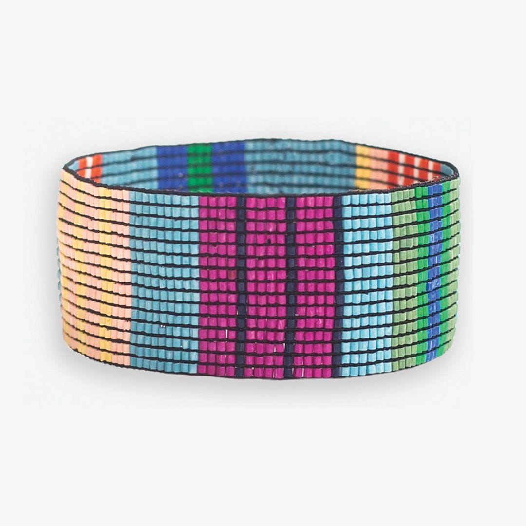 Kenzie Mixed Vertical Colorblock And Stripes Beaded Stretch Bracelet St. Tropez Wholesale