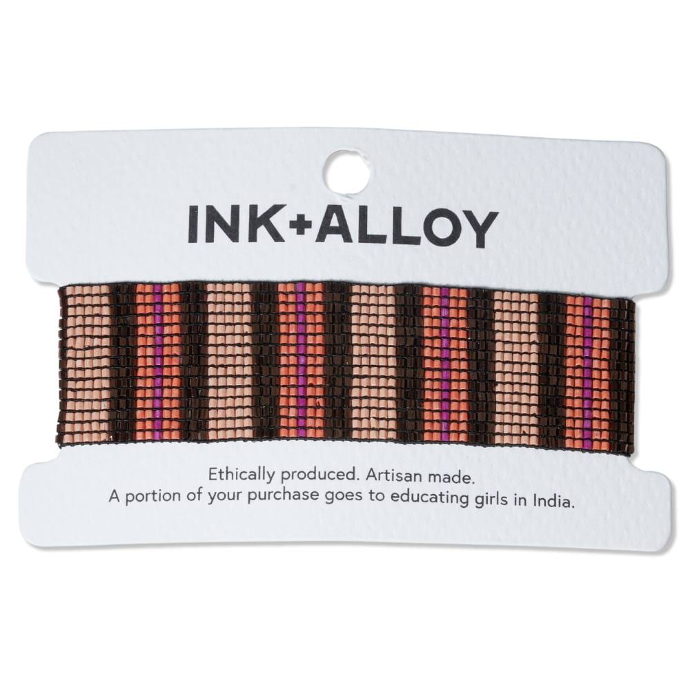 Kenzie Uniform Vertical Colorblock And Stripes Beaded Stretch Bracelet Jaipur Wholesale