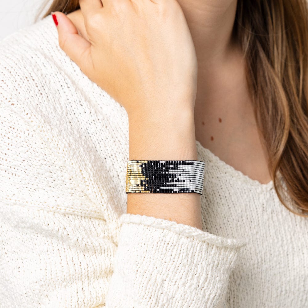 Kenzie Ombre Beaded Stretch Bracelet Black Wholesale