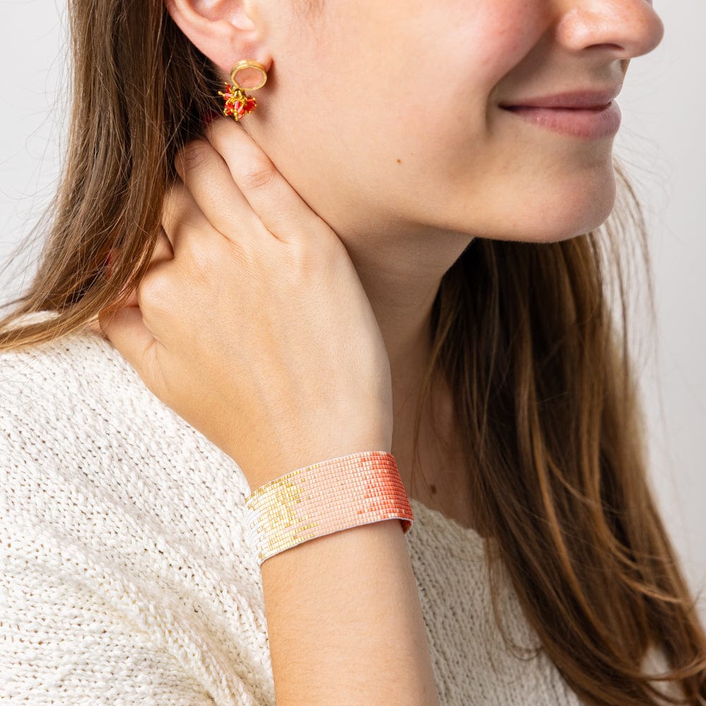 Kenzie Ombre Beaded Stretch Bracelet Coral