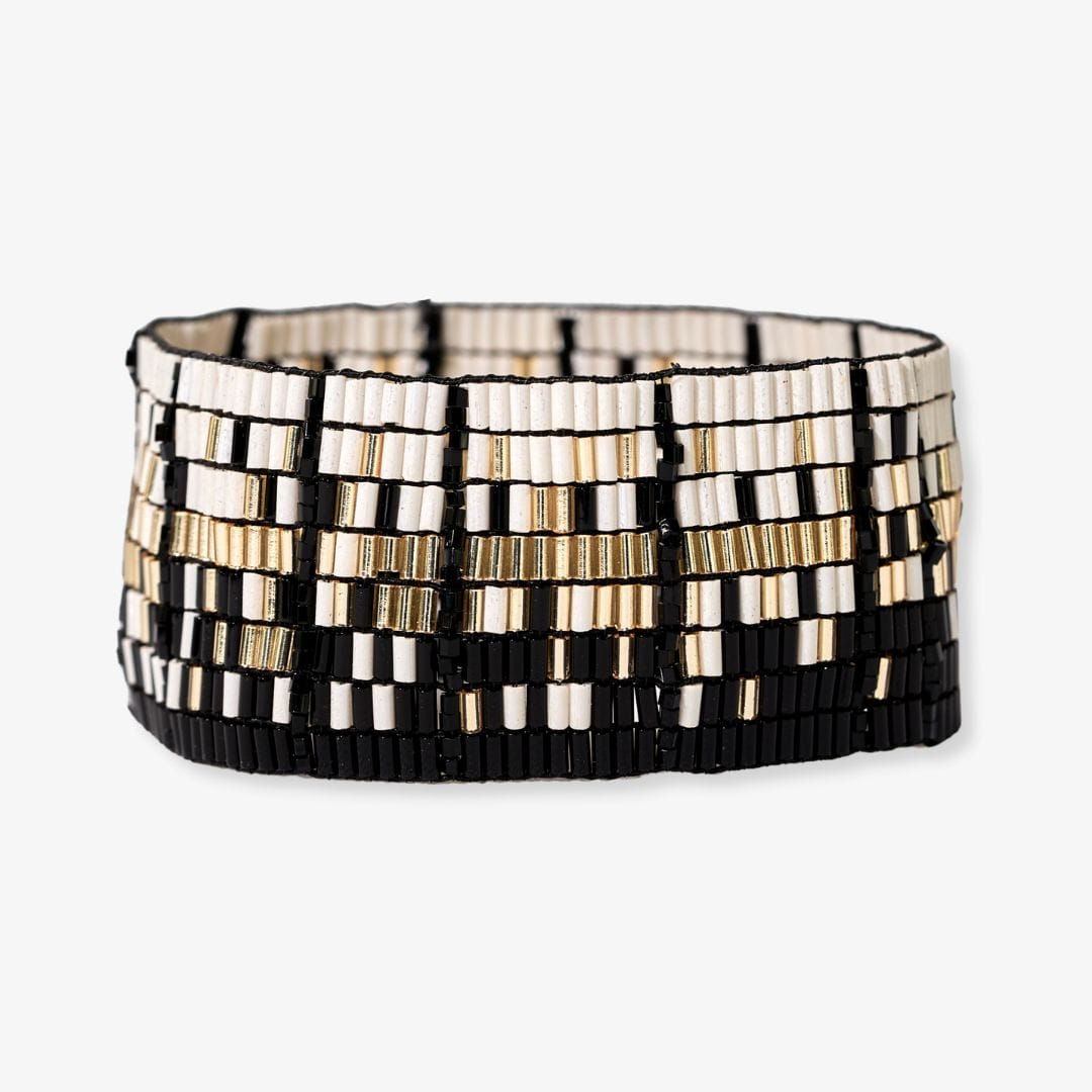 Natalia Mixed Luxe Bead Gradient Stretch Bracelet Black Wholesale