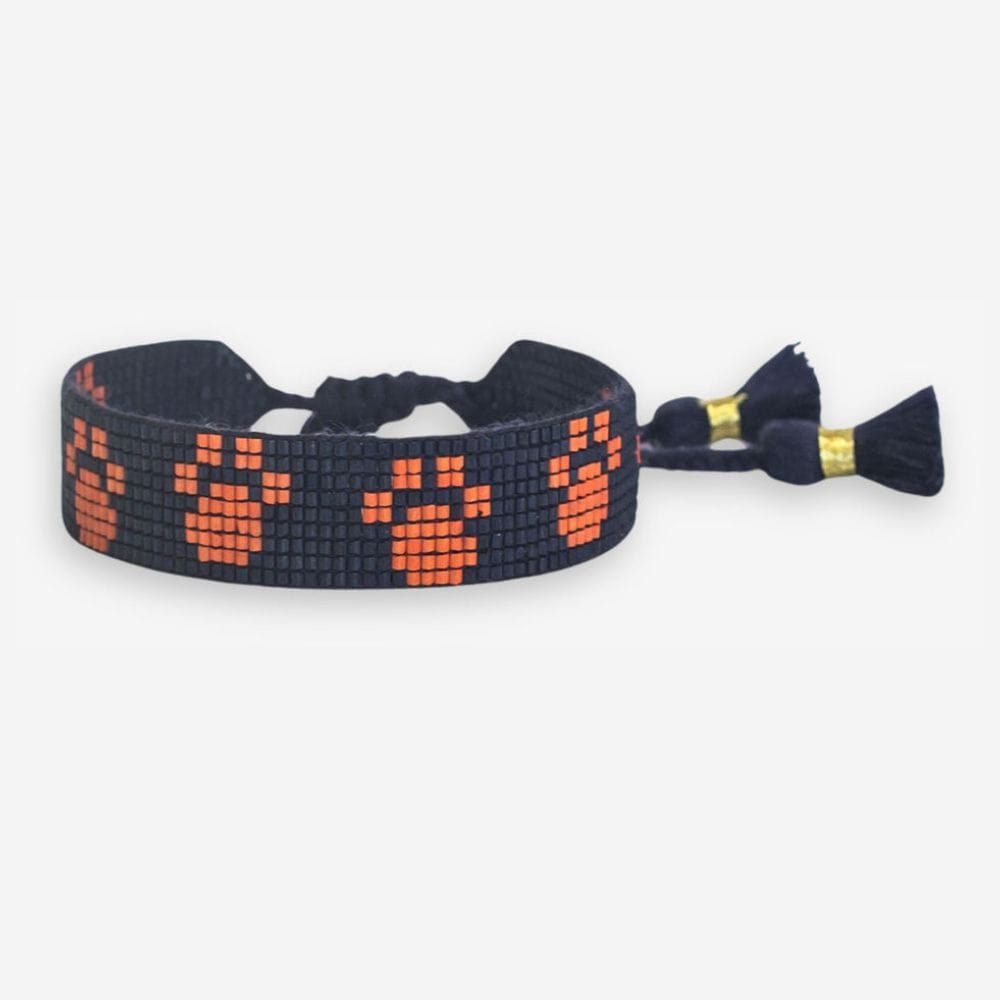 Gabby Game Day "Paw Prints" Adjustable Beaded Bracelets Navy and Orange Wholesale