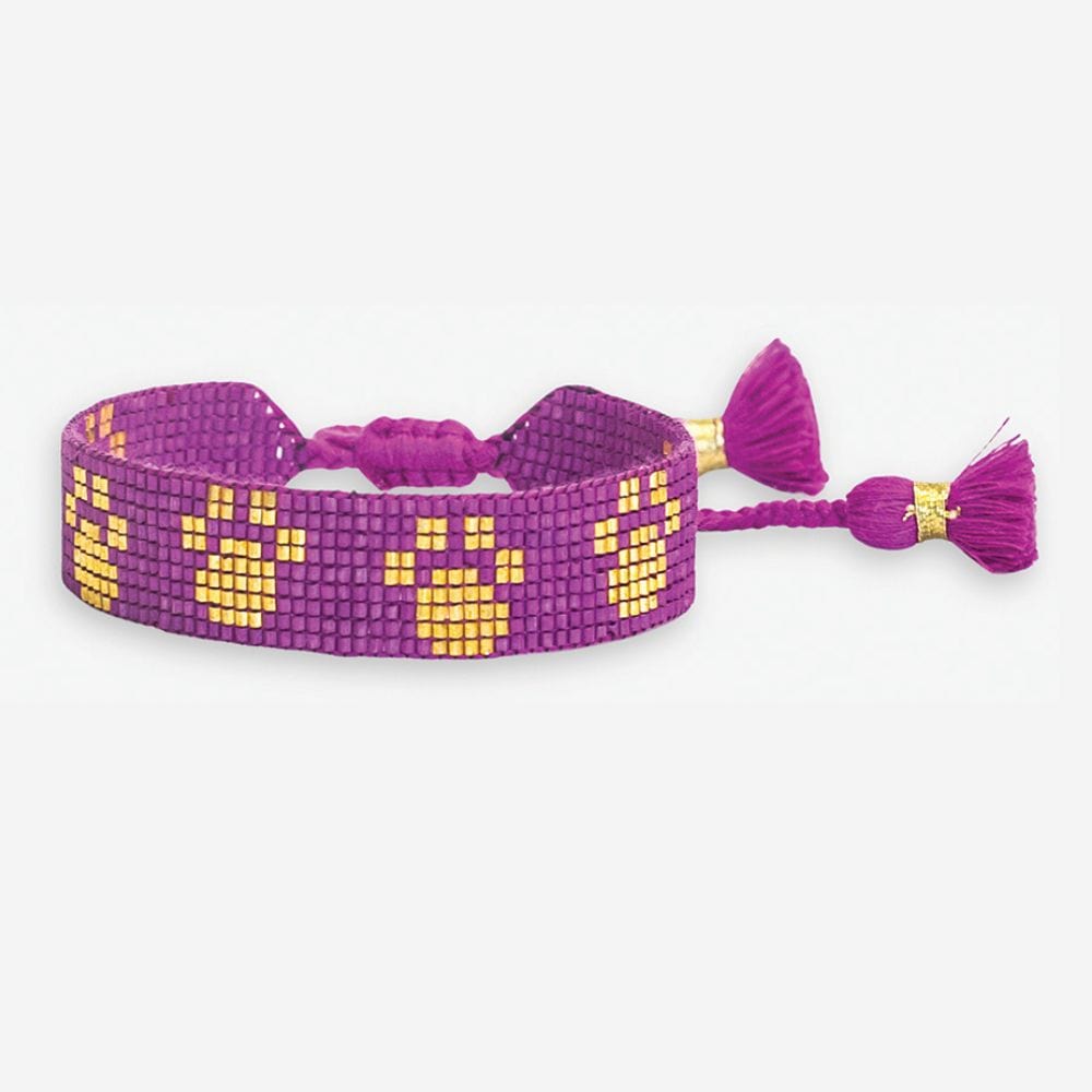 Gabby Game Day "Paw Prints" Adjustable Beaded Bracelets Purple and Yellow Wholesale